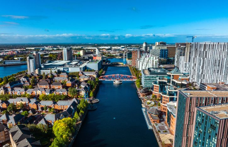 Aerial View Of Canal In Salford