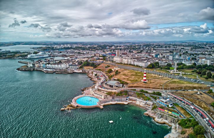 Aerial Shot Of Plymouth