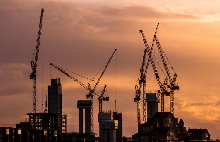 Construction Skyline At Sunset