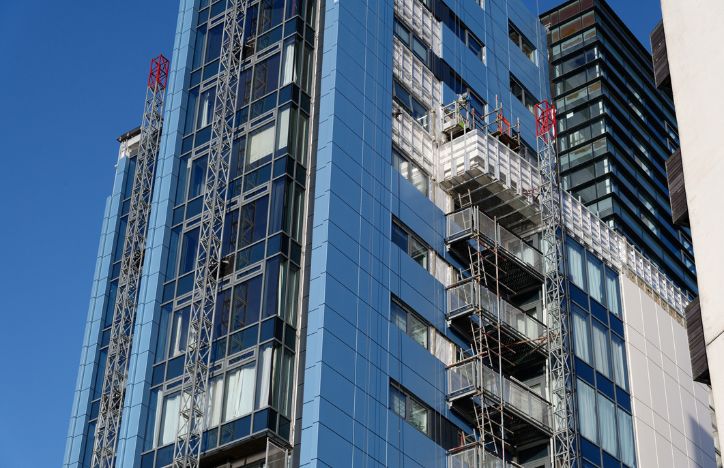 Block Of Flats With Cladding Being Replaced