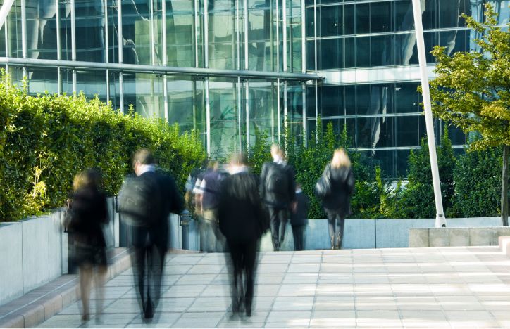 Blurred People Outside An Office