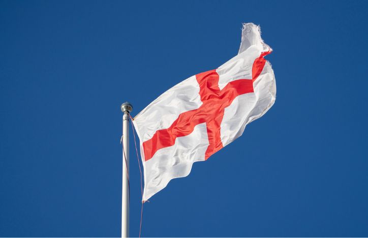 England Flag Blowing In The Wind