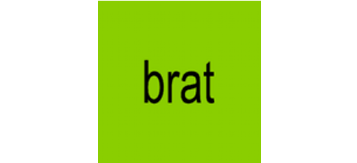 The album cover for Charli XCX's album 'brat', which consists solely of the title on a plain green backgroundain