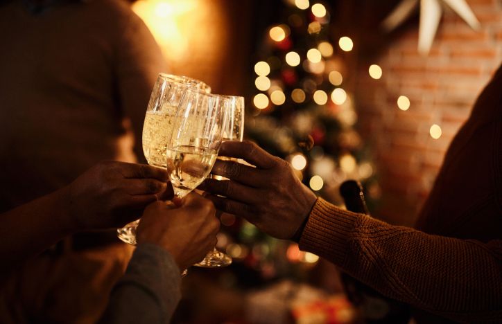 Raising A Glass At A Christmas Party