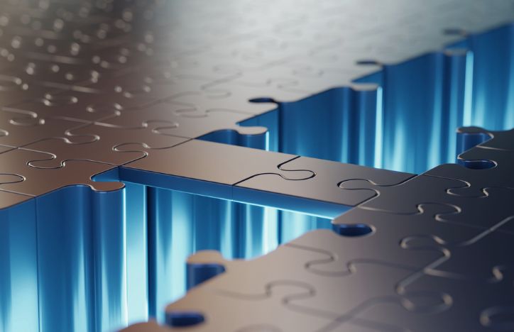 Abstract Bridge Made With Two Puzzle Pieces Bridging The Gap